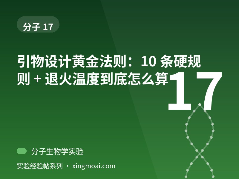 引物设计黄金法则：10 条硬规则 + 退火温度到底怎么算
